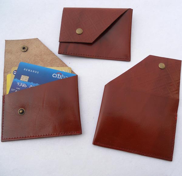 Maroon color leather credit card holder.