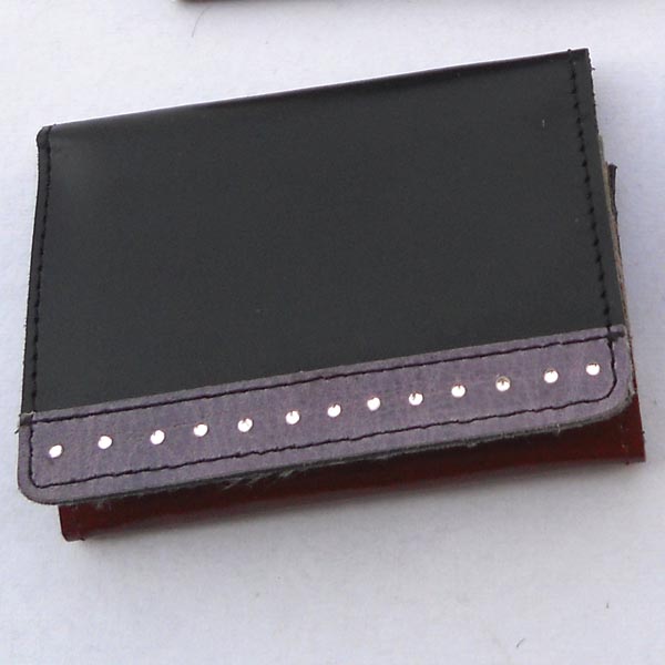 Brown, black & lavender gem stones glued credit card holder .