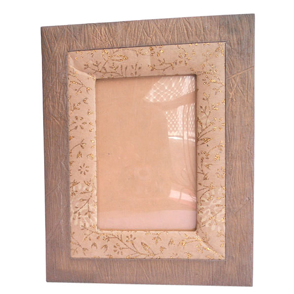 Textured metallic cotton handmade paper with little bit of glitter printed paper photo frame .